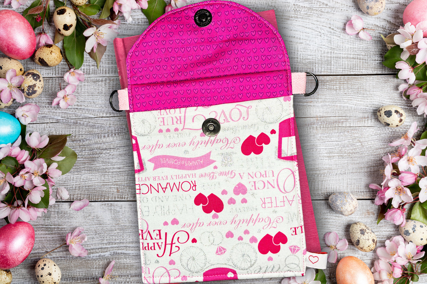 Happily Ever After Pink and Glitter Kindle Sleeve: Handmade Cotton Ereader Case