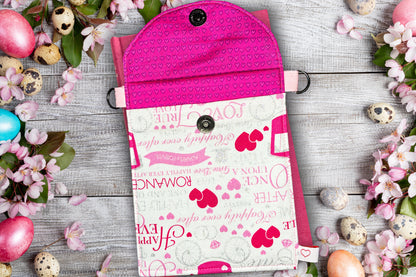 Happily Ever After Pink and Glitter Kindle Sleeve: Handmade Cotton Ereader Case