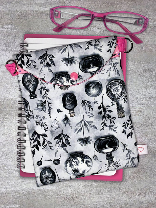 Witchy Potions Pink Bats Kindle Sleeve: Handmade Cotton Canvas Ereader Case