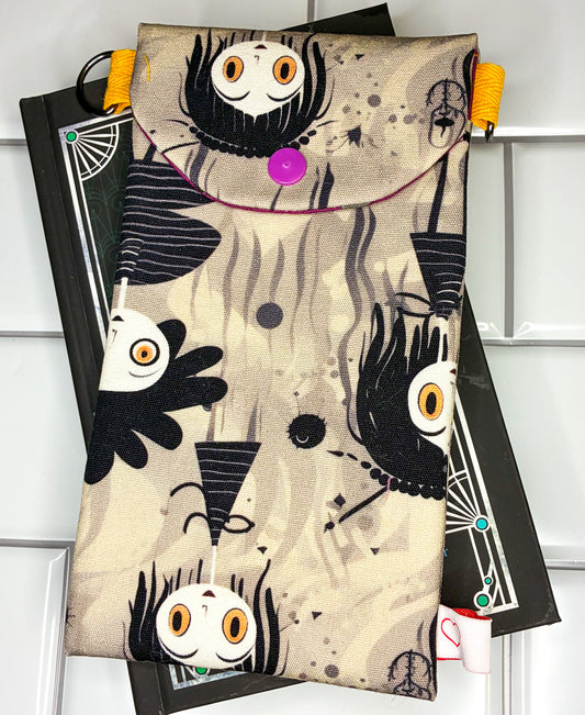 Witchy Girl Potion Lining Phone Wallet: Handmade Cotton Canvas Smartphone Purse
